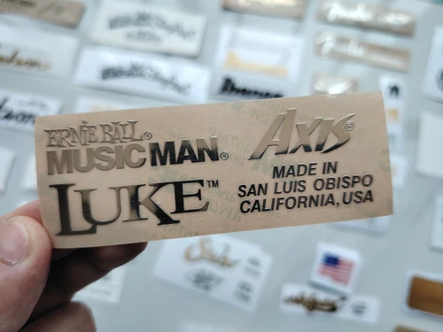 2Pcs MUSICMAN LUKE AXIS Guitar Neck Headstock Logo Self-Adhesive Metal Stickers