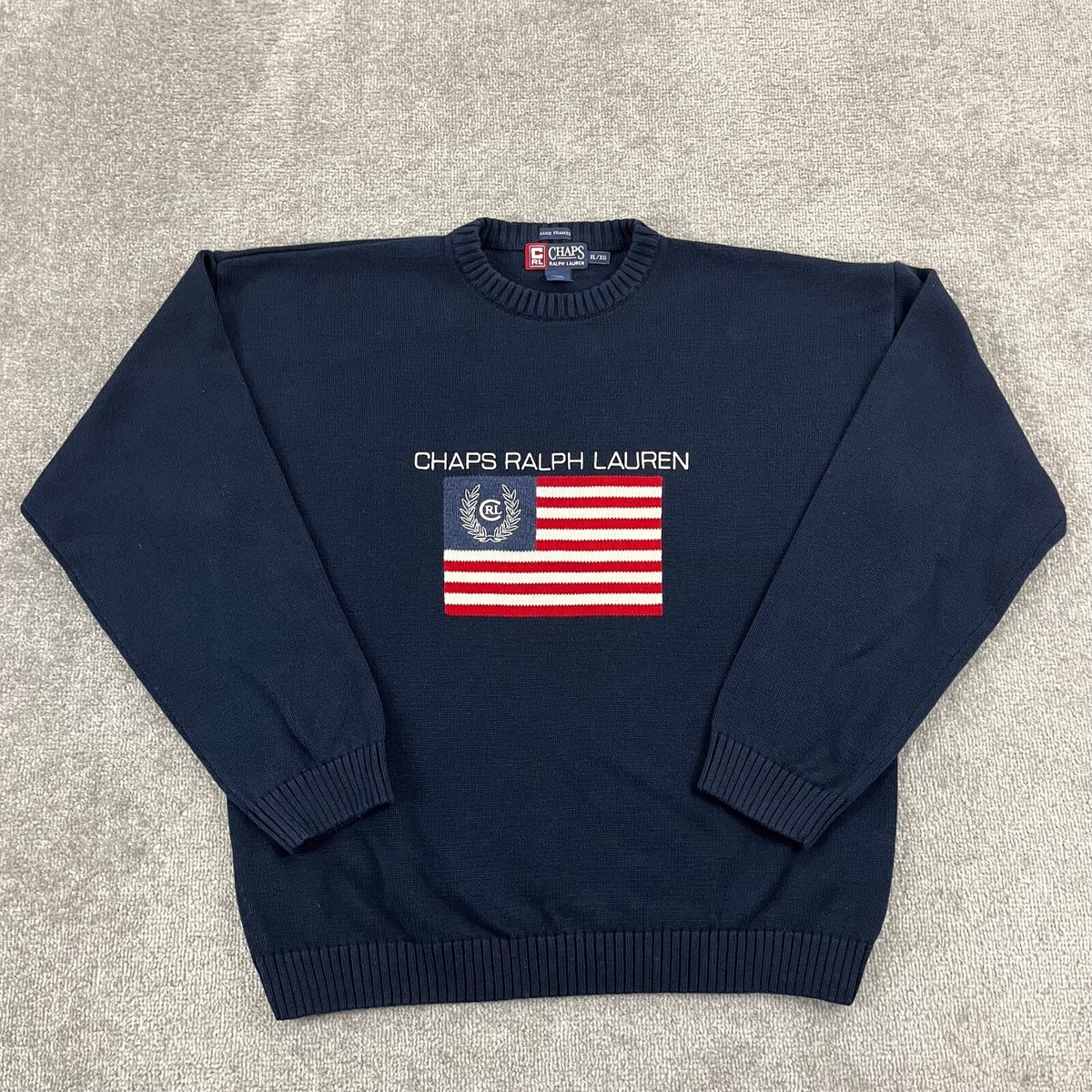 CHAPS RALPH LAUREN Sweater Mens Extra Large Blue USA Flag CHAPS RALPH LAUREN Sweater Mens Extra Large Blue USA Flag