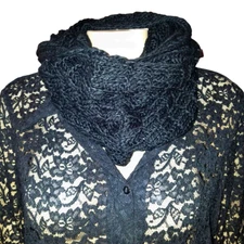 Scarf Women's Black Knit Snood Cowl Infinity