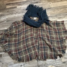 Handmade Boyne Valley Weavers Wool Fringe Cape Poncho Sweater Made In Ireland