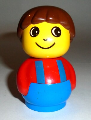 LEGO Duplo Primo 3'' Boy Figure - Red Shirt, Blue Overalls, Brown Hair