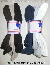 6 Pairs Mens Physicians Choice US Made Ventilated Diabetic ASSORTED Crew Socks