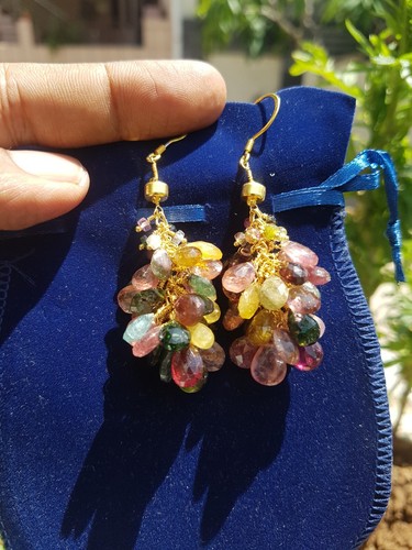 Pendientes Multi Turmalina Piedras Preciosas Plata de Ley 925 Hechos a Mano Joyería Regalo g55 - Imagen 5 de 14