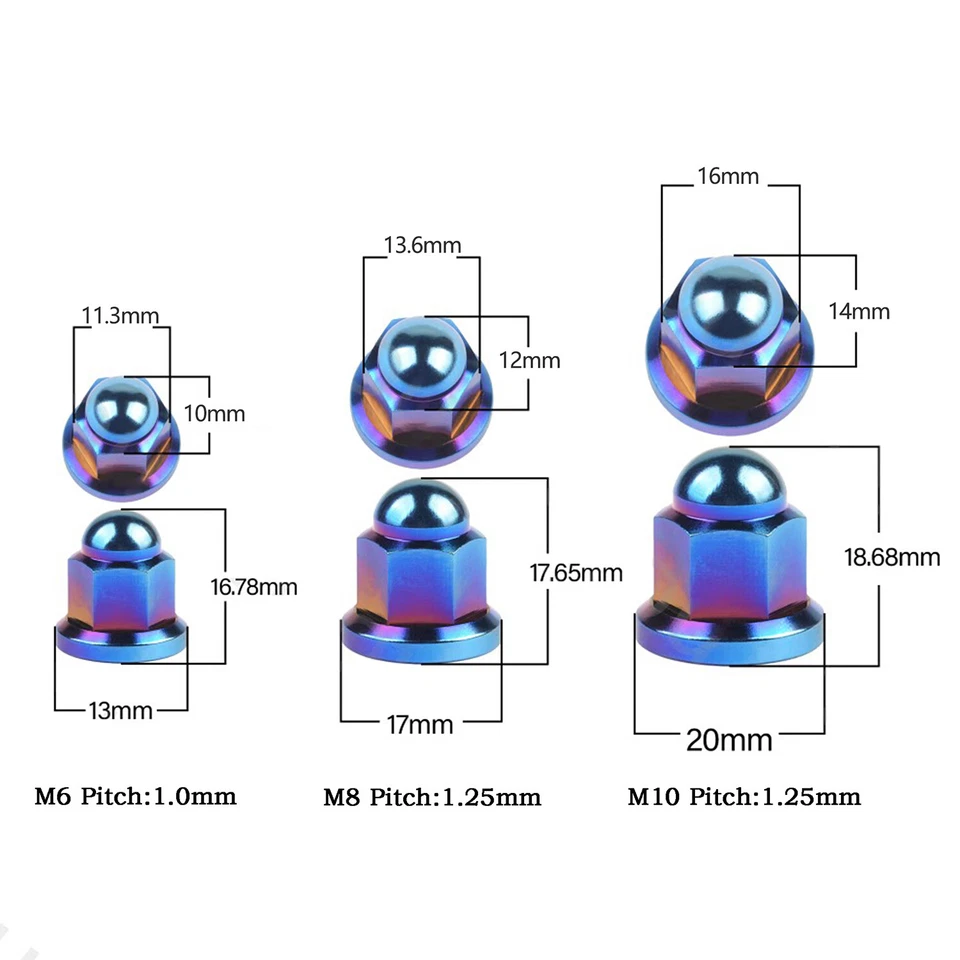 Titan Hutmutter M6 M8 M10 Hutmuttern Hohe Form Muttern Für Fahrrad Motorradteile - Bild 2 von 4