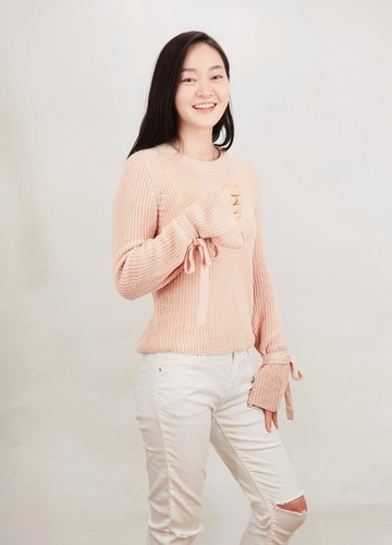 Yemak Women's Long Bell Sleeve with Bow Ties Waffle Knit Sweater Pullover MK8214 - 第 9/13 張圖片