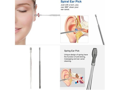 6pcs Brand New Stainless Steel Ear Wax Removal Cleaner Remover Tool Kit Set - Picture 9 of 11