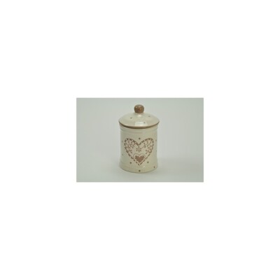 Weihnachtsdose Keramik Deko Herz beige Weihnachten 10x16,5 cm LES-4043-1