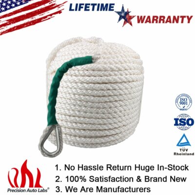 Braided Nylon Anchor Rope of 1/2''x100' Twisted Three Strand for Boat 5850 LB New