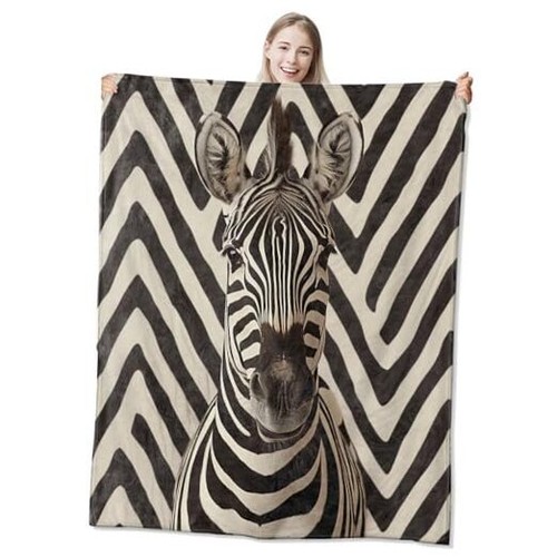 Zebra Blanket - Cozy and Soft Flannel Fleece Zebra Throw 40"x50" Zebra02