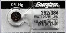 2PC Energizer 392 384 Silver Oxide Battery Multi-Drain 1.55V, 192, SR41SW, SR41W