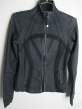 Lululemon Sport athletic jacket size 6 women charcoal grey stretchy Yoga top