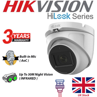 HIKVISION HILOOK KAMERA 1080 DOME OUTDOOR AOC 2MP IN WEISSER FARBE & EINGEBAUTEM MIKRO