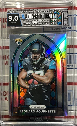 2017 PANINI PRIZM LEONARD FOURNETTE, #7, ROOKIE, STAINED GLASS PRIZM, HGA MINT 9