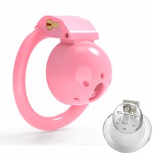 Mini Sissy Chastity Cage Devices with 4Size Rings Set Cage Bondage for Male Pink