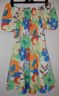 Ladies Knee Length Floral Shirred Bodice Mini Dress Beach Summer Size 10 BNWT