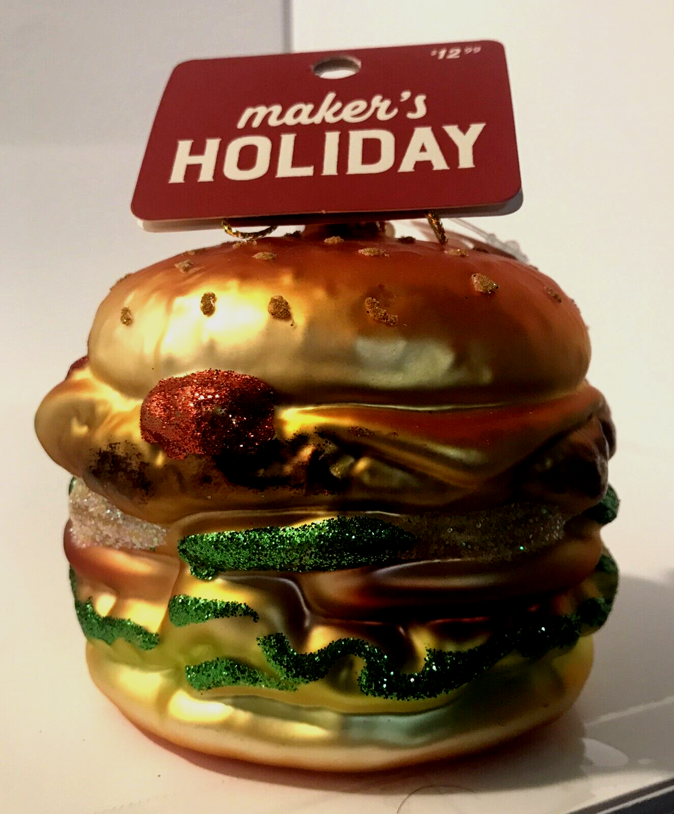 Festive Maker's Holiday Hamburger Christmas Tree Ornament