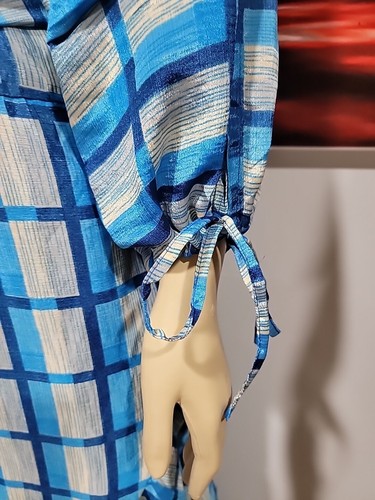Darn Good The Zaria Wrap Silk Blend Dress Blue Adjustable (14-32) Womens NWT #X - Picture 3 of 13