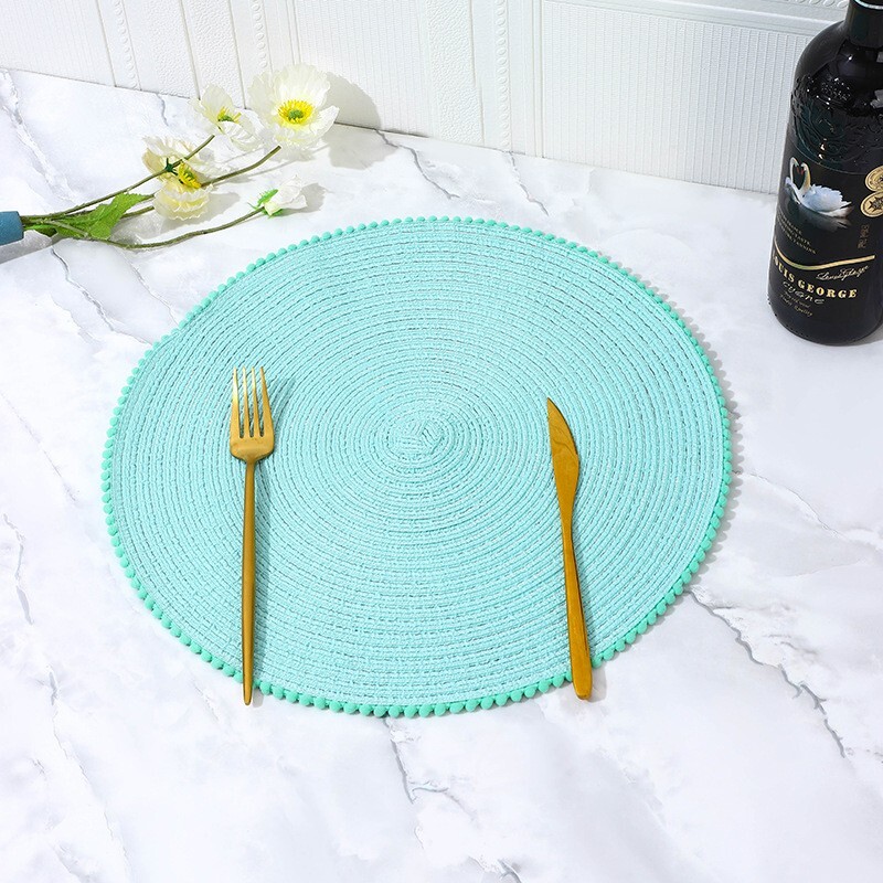 Round Pom Pom Placemats Set Of 4 Table Mats Dining Tableware Essential