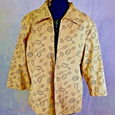 Lily Stanhope Womens Geometric Black Beige Plus Sz 1x Jacket Lined 3/4 Sleeves