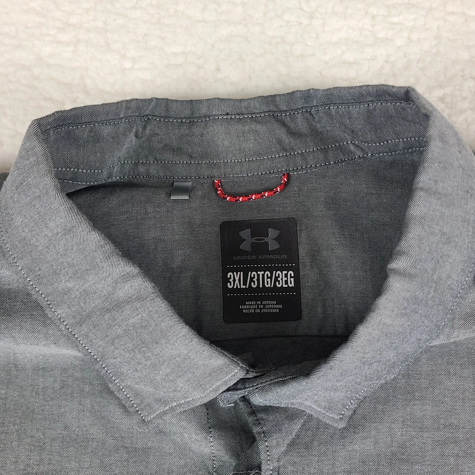 Under Armour Dress Shirt Mens 3XL XXXL Dark Gray Solid Fitted Button Up EC - Image 4 of 4