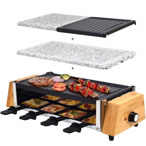 8 Personen 3In1 Raclette Grill | Set | Tischgrill | Steinplatte-image