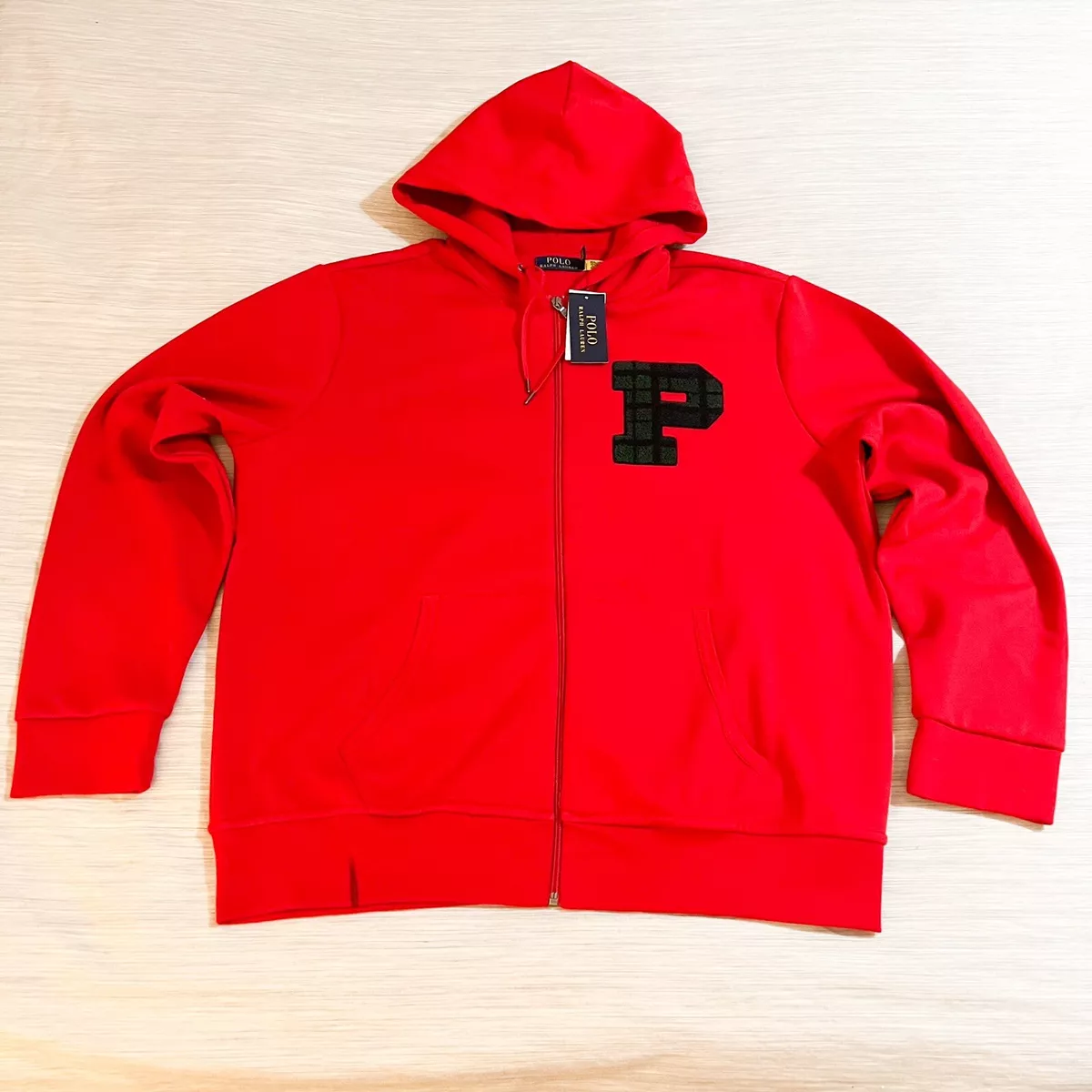 Polo Ralph Lauren Double Tech Plaid Chenille P Patch Zip up Hoodie