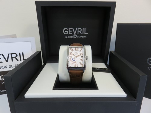 Gevril Men's 15020 Avenue of Americas Automatic Brown Leather Swiss Wristwatch - Picture 2 of 10