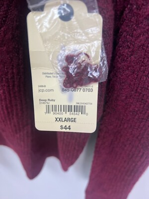 アン St. John's Bay Deep Ruby Red Long Sleeve Sweater Women's Size XXL