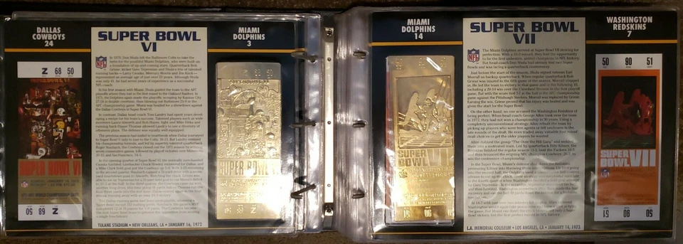 Willabee & Ward NFL 22kt Gold Super Bowl Tickets LOT SB 1-3/5-18/20-37 In Binder - Image 4 of 4