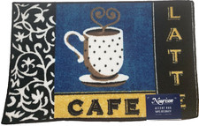 KITCHEN ACCENT RUG nonskid back 17" x 28" COFFEE CUP IN THE SQUARE, rec, EE