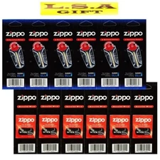 12 Piece Zippo Lighter Set with 6 Flints and 6 Wicks Value Pack Red