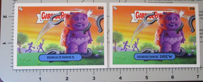 GARBAGE PAIL KIDS horseshoes drew spoof STICKER CARD SET at play 65a 65b P