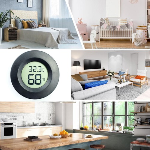 ☆Digital LCD Runde Thermometer Innen/Außen Luftfeuchtigkeit Temperatur Hygromete - Bild 3 von 8