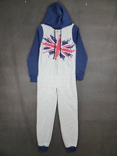 Bluenotes onepiece sweatsuit Britain flag Hoodie zip up size small polyester