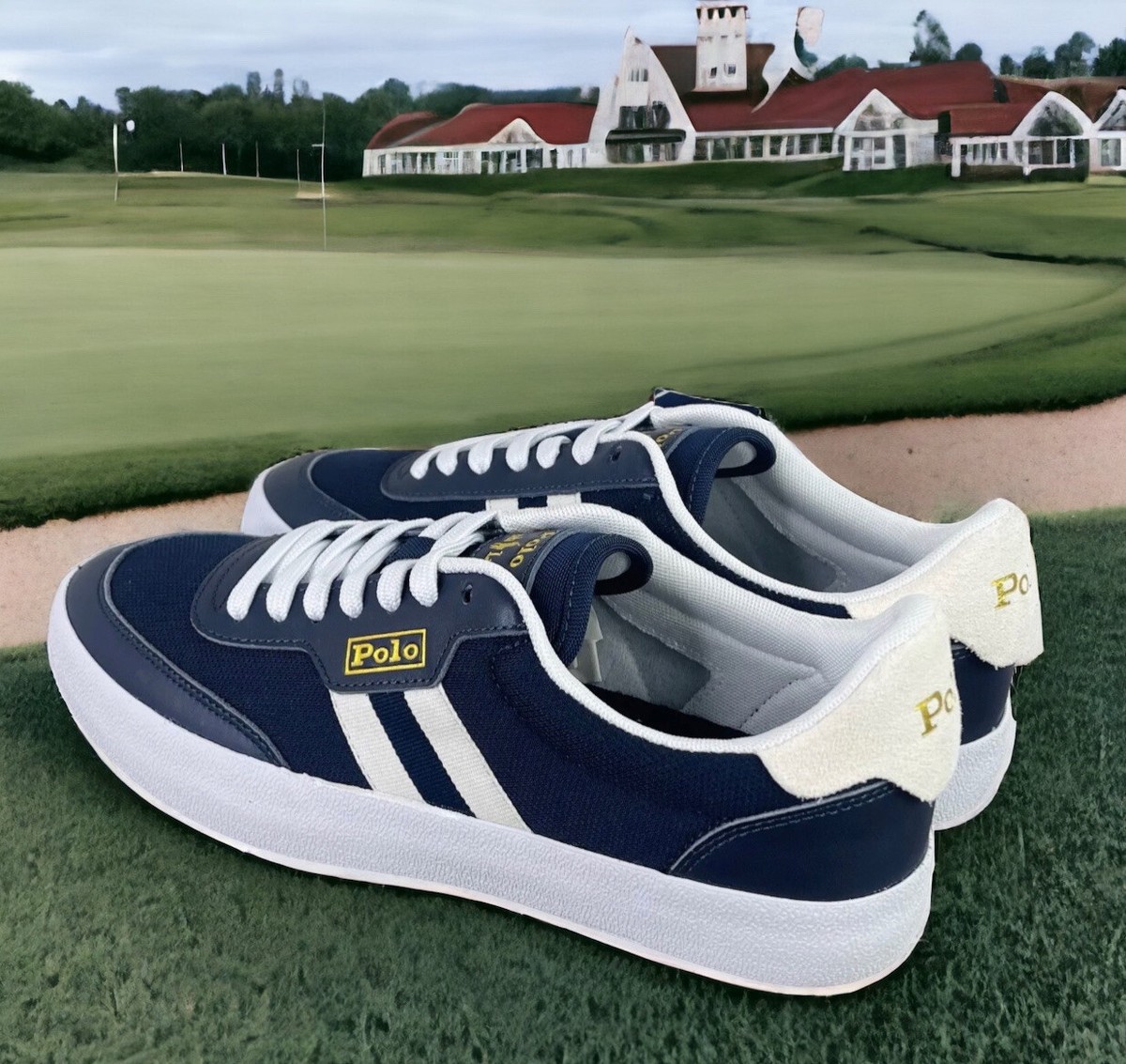 Polo Ralph Lauren Court VLC Men’s 13 White Navy Grey Suede Detailed Refreshed Mens Polo Ralph Lauren Court Vulc Suede Sneakers In Navy  main image 2