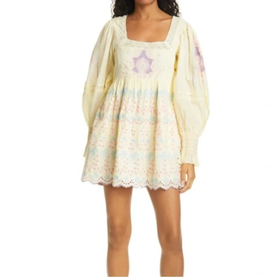 LOVESHACKFANCY Freja Eyelet Embroidered Puff Sleeve Cottage Mini Dress 8  $395 | eBay