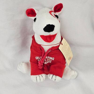 Target Bullseye Bull Terrier Plush Celebrating $3,000,000 in Change Red Hoodie