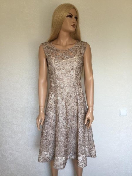 Women Phase Eight Dress Beige Polyester 38 / M /