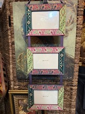 Hanging Collage 3 Multi Colors Fabric Picture Frames Boho India 4x6 Photo 26 In