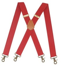Timiot Mens Suspender 4 Swivel Strong Hooks Adjustable Braces Elastic Red