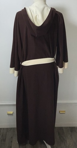 Munsingwear Mens Robe Vtg 1960s Brown Ivory Trim Small-XL Made in USA - Afbeelding 5 van 8