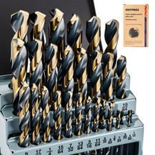 29Pcs Cobalt Drill Bit Set 1/16"-1/2", HSS with Black and Gold Finish, Twist ...
