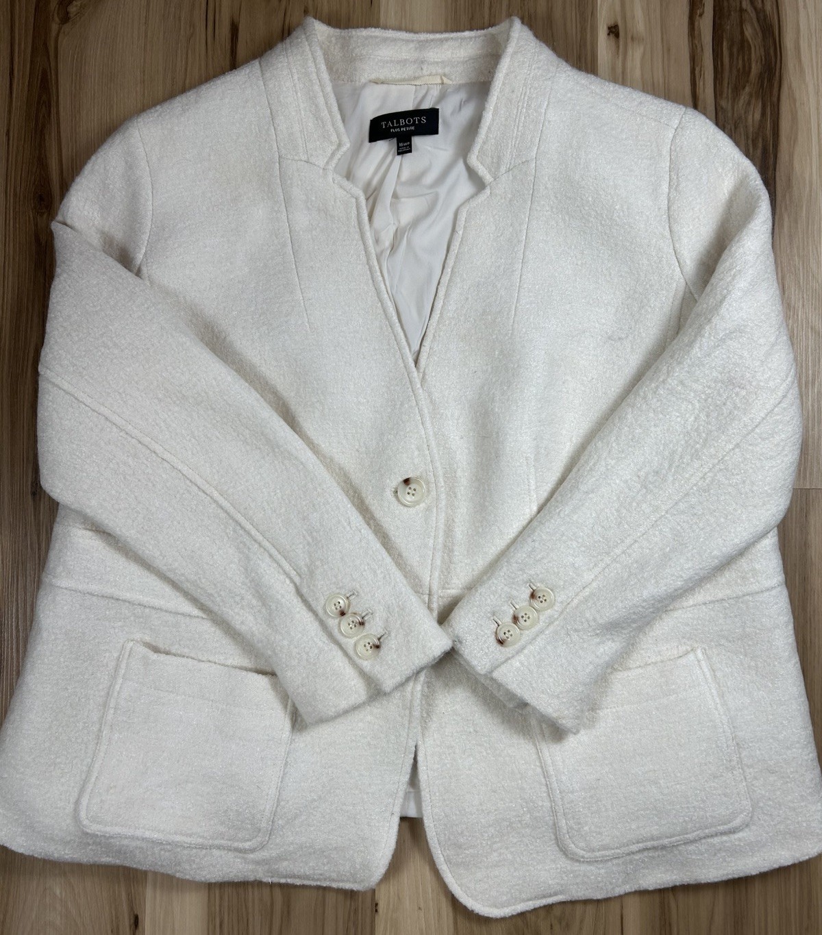 Talbots Wool Collarless Blazer Jacket Lined Women… - image 11