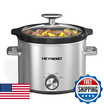 Heynemo 2 Qt Small Slow Cooker 3 Adjustable Temp Upgraded Ceramic Pot Easy