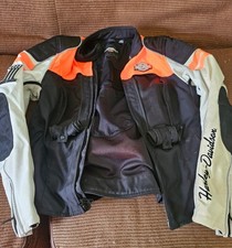 Harley-Davidson Motorcycle Jacket White/Black/Orange Unisex Size M