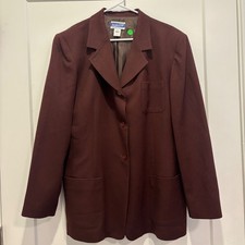 Pendleton Wool Blazer Jacket Burgundy Maroon 3 Button Made in USA Womens Size 18