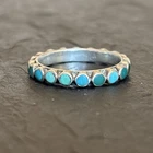 Zuni Vintage Sterling Silver Snakeye Turquoise Flush Infinity Ring Size 6.5