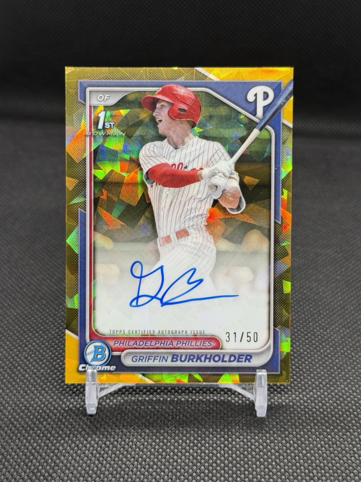 2024 Bowman Draft Sapphire Griffin Burkholder Gold Sapphire Auto /50 Phillies