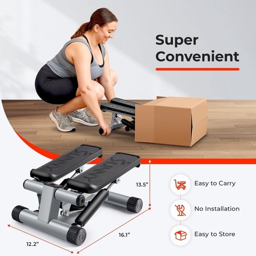 Mini Stepper Exercise Machine W/ Resistance Bands Full Body Cardio Home Workout - Picture 4 of 10