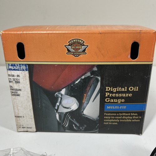 Harley Davidson Genuine Chrome Digital Oil Pressure Gauge Kit 75138-09 - New?? - Picture 2 of 13